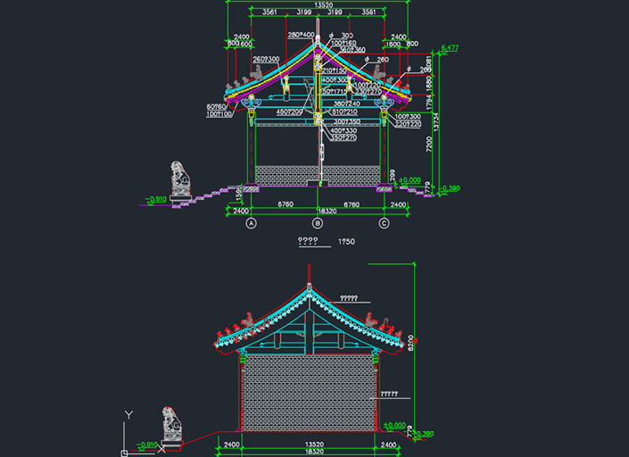 دانلود فایل اتوکد ترسیم ماژول پیش‌آمدگی بام معماری باستانی DWG | Ancient Architecture Eaves Module Autocad Drawing برای AutoCAD